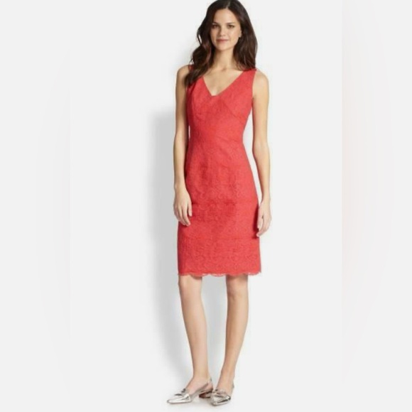 Tory Burch Cameron Scalloped Hem Lace Sheath Dress Pink Size 8 - Picture 1 of 8